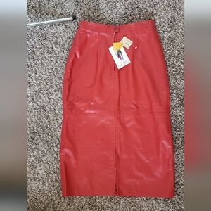 80s Red Leather Vixen Skirt